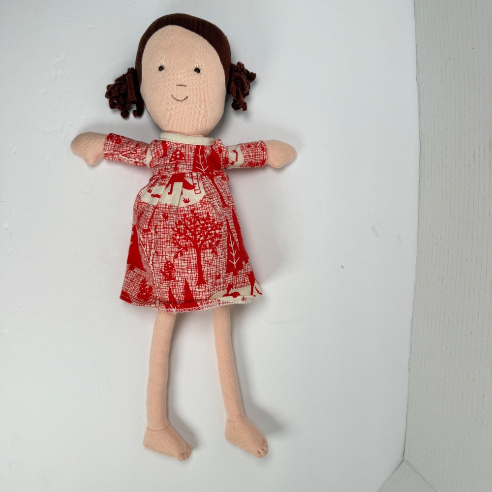 Hazel Village Louise Doll Kids 14.5" Red White Woodland Dress Excellent Rag Doll